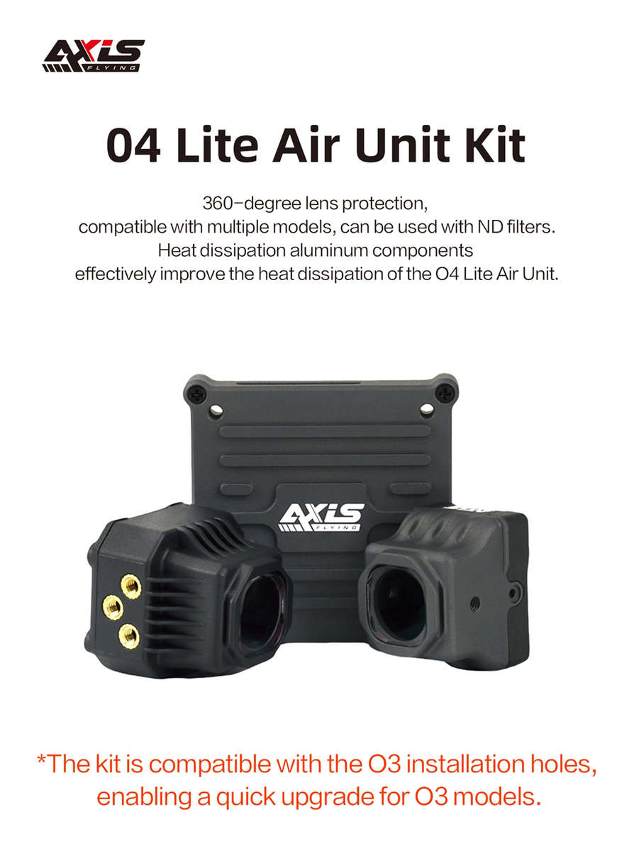 Black - Axisflying O4 Lite Armor Cooling Kit 360 Protection & ND Filter-Ready | For DJI O4 Lite & DJ