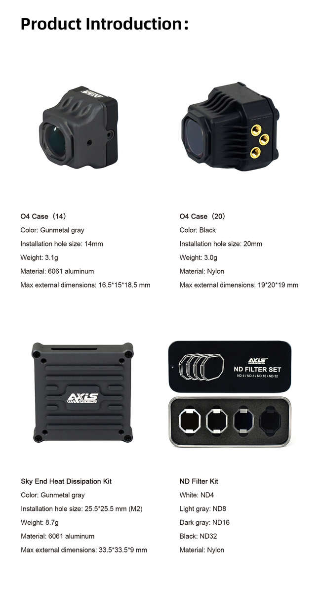 Black - Axisflying O4 Lite Armor Cooling Kit 360 Protection & ND Filter-Ready | For DJI O4 Lite & DJ