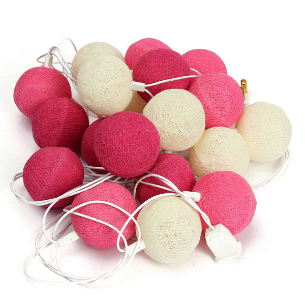 20 Cotton Ball Fairy String Lights Party Holiday Wedding Decor (COLOR: PEACHPINK)
