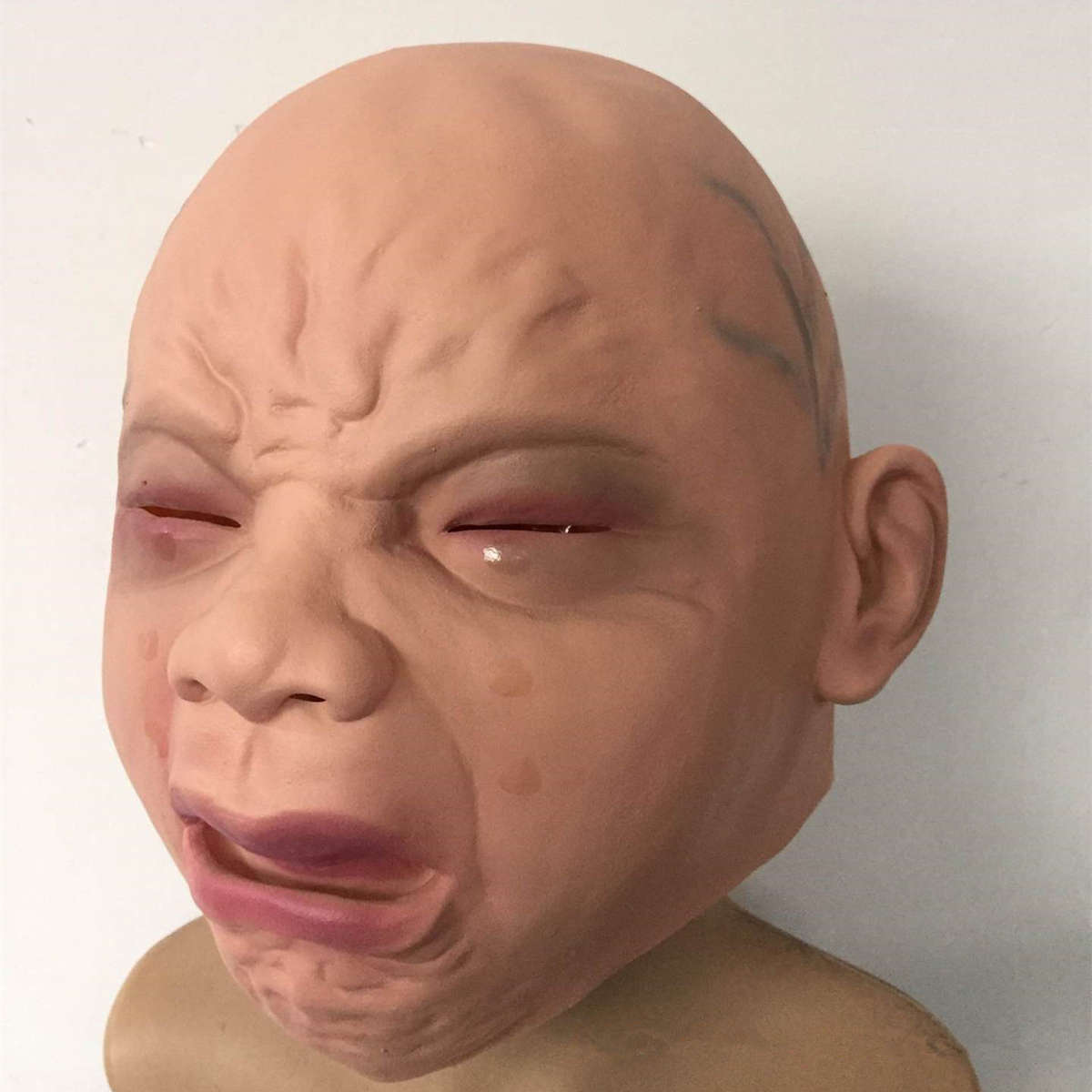 Halloween Party Baby Crying Latex Mask Haunted House Scary Cry Prop Funny New