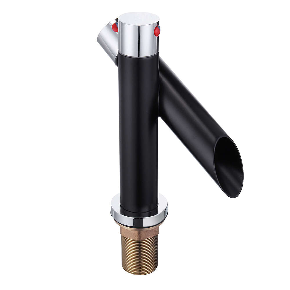 Kitchen Unique Single Handle Black Bathroom Bath Basin Sink Mixer Tap Waterfall Faucet