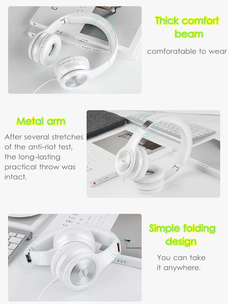 Picun Wired Headphone 3.5mm Stereo HIFI Noise Cancelling Gaming Handsfree Headset Earphone With Mic
