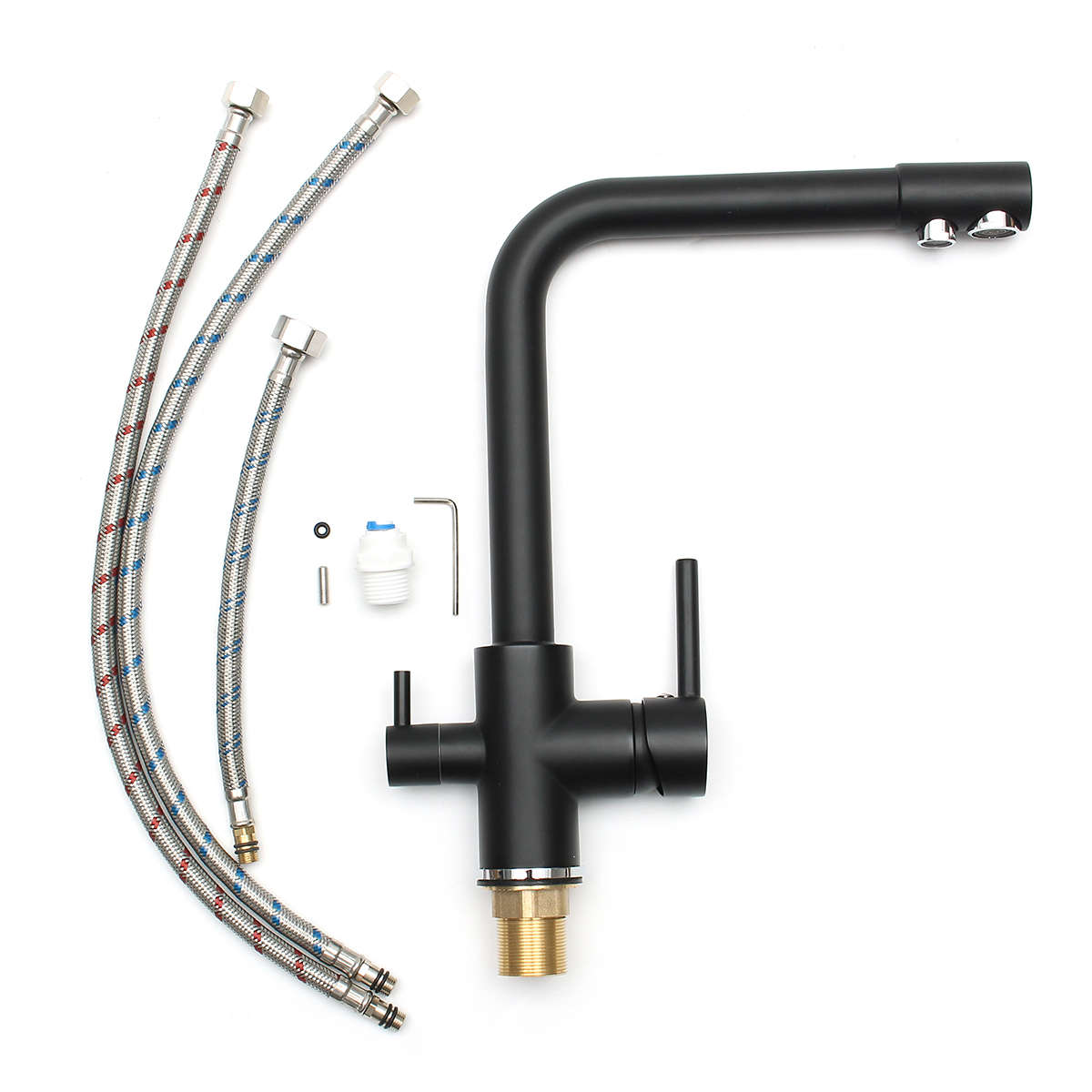 Matt Black Stainless Steel Copper Faucet Mixer Tap 3 Way Pure Filter for Kitchen Bathroom