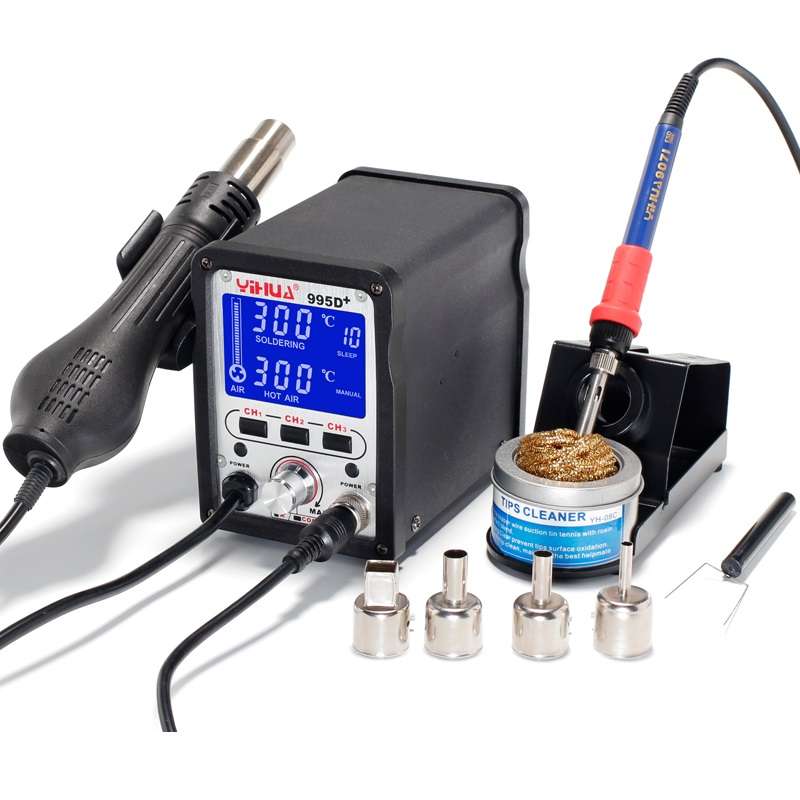 YIHUA 995D 2 In 1 Soldering Station Hot Air Gun Soldering Iron Repair Desol... (ADAPTOR: 220VEUPLUG)