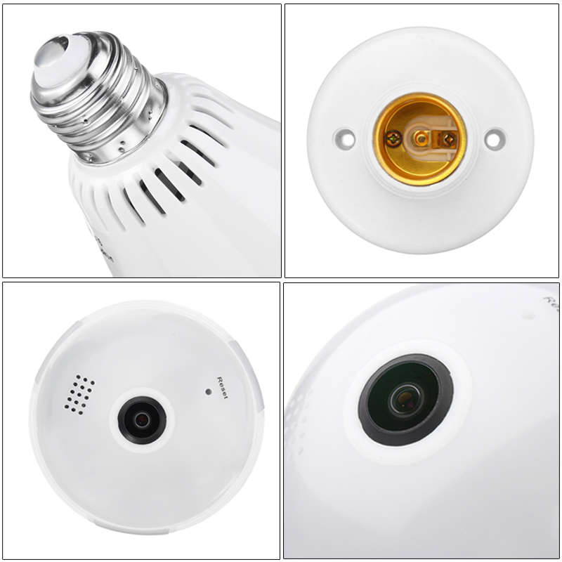 New 360 Degree FishEye Panoramic Full HD 1080P WiFi IR Camera Light Bulb Remote Monitoring