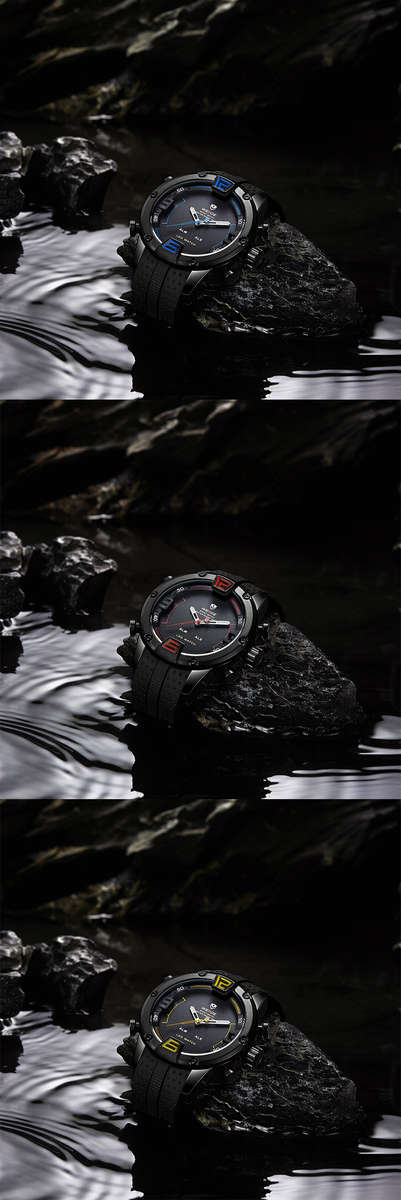 WEIDE WH7301 Dual Display Digital Watch Comfortable Silicone Strap LED Alarm Calendar Sport Watch -