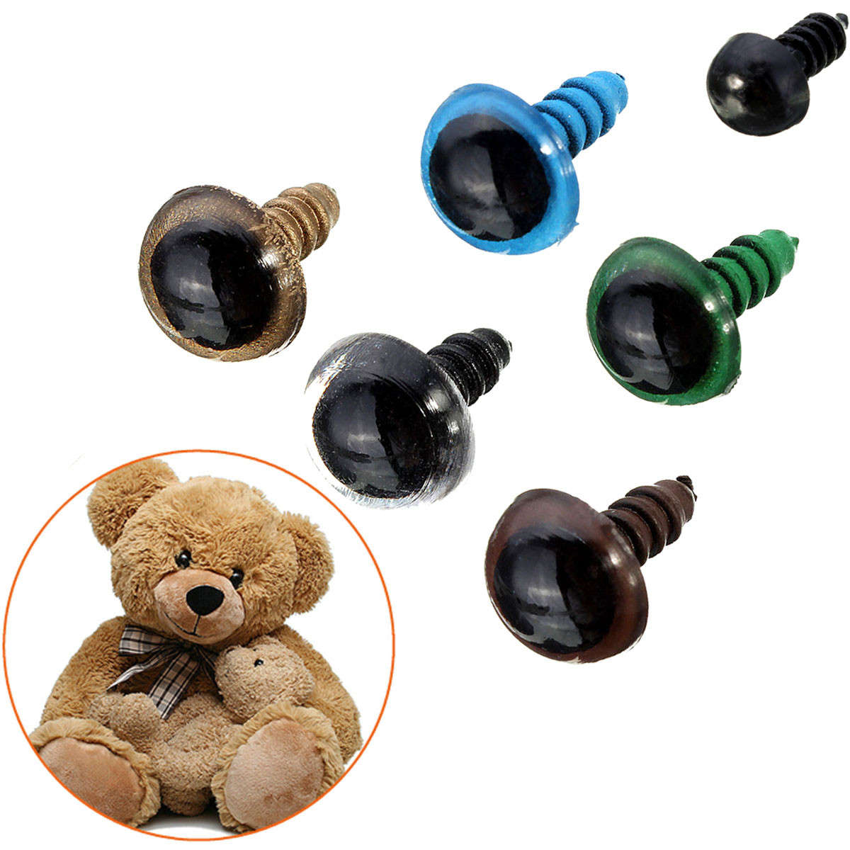 264 Pieces 6 - 12mm Black 10 - 12mm Colourful Safety Eyes Teddy Bear Doll Animal Crafts