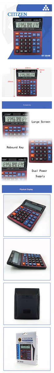 CTTTZEN NY-884M Solar Calculator In Red For Office And Home