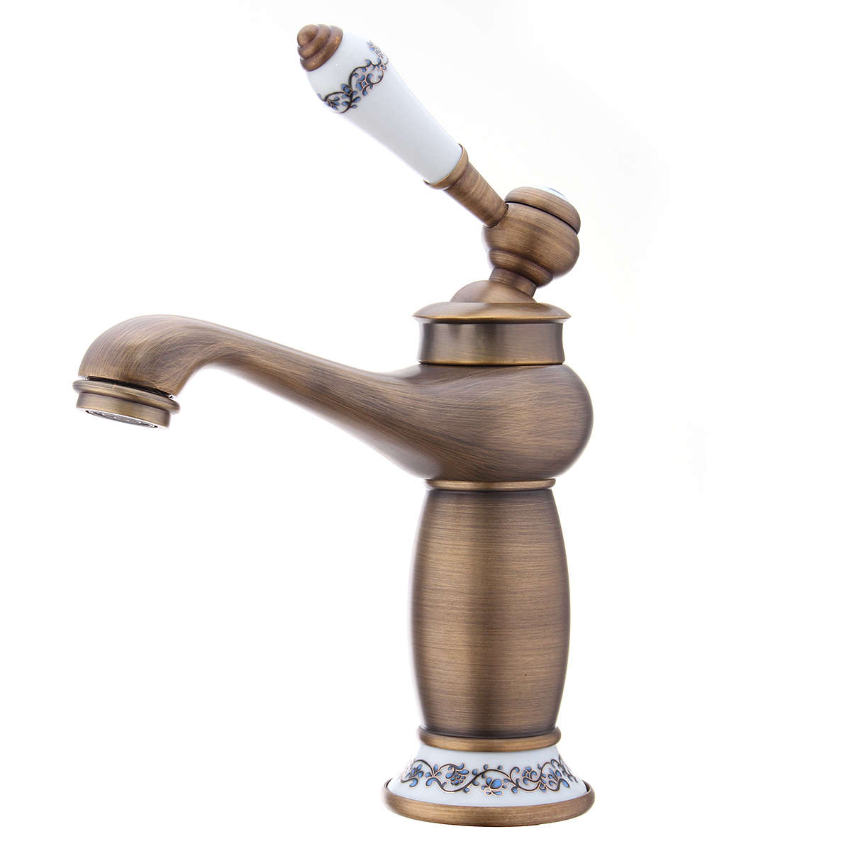 Antique Bronze Brass Faucet Hot & Cold Mixer Tap Ceramic Handle Bathroom Gol... (COLOR: ANCIENTGOLD)