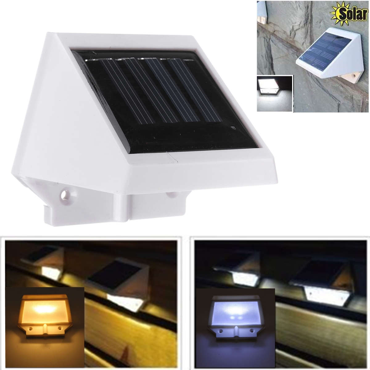 Outdoor Solar Power 2LED Bright Motion Sensor Wall Garden Lamp Stair
