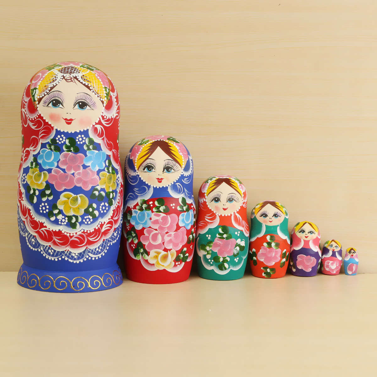 Matryoshka Set of 7 Nesting Dolls Madness Russian Wooden Dolls Toy