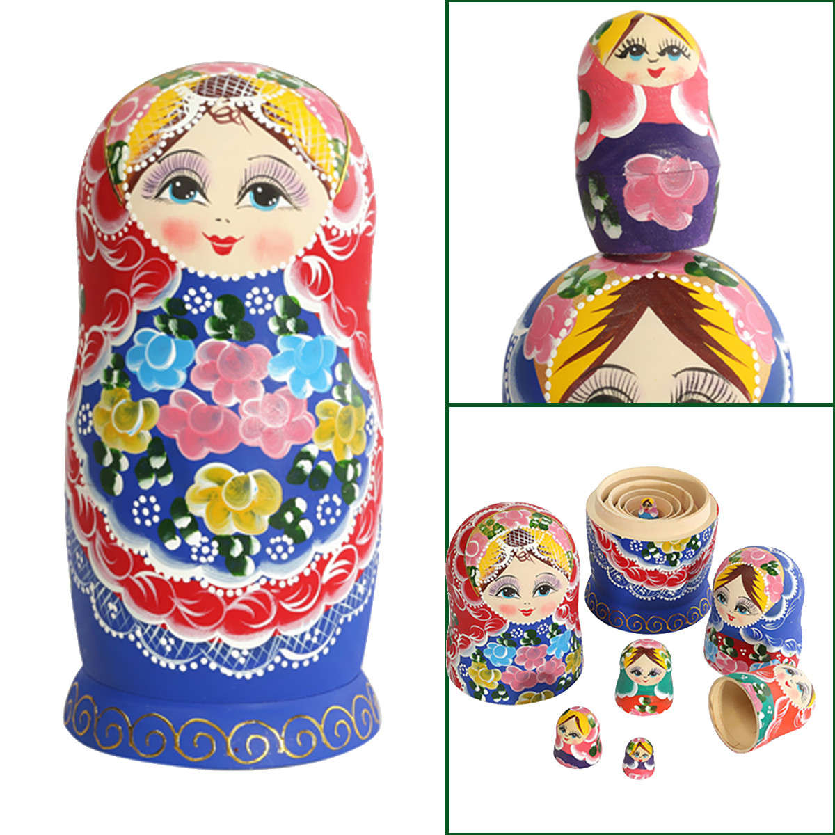 Matryoshka Set of 7 Nesting Dolls Madness Russian Wooden Dolls Toy