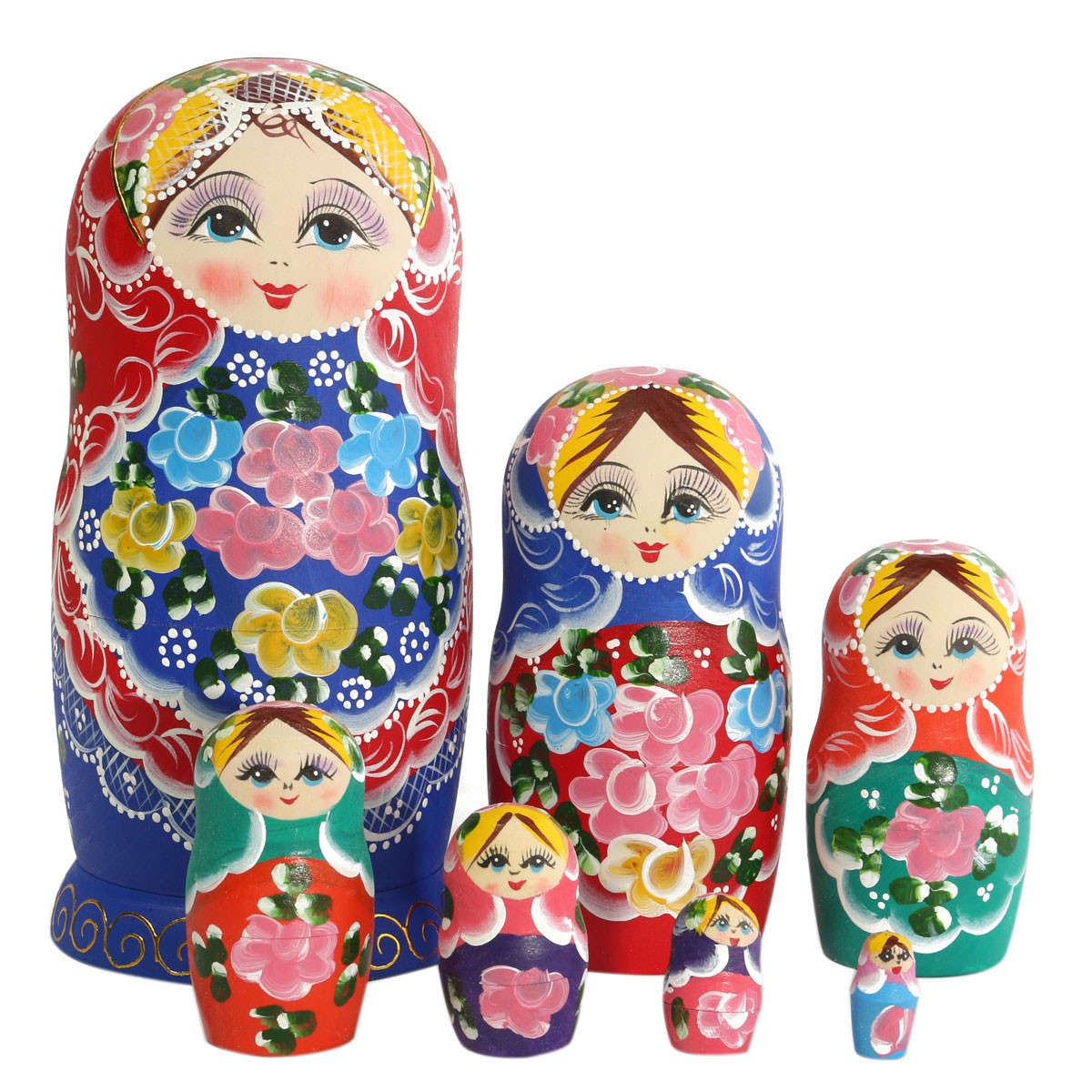 Matryoshka Set of 7 Nesting Dolls Madness Russian Wooden Dolls Toy