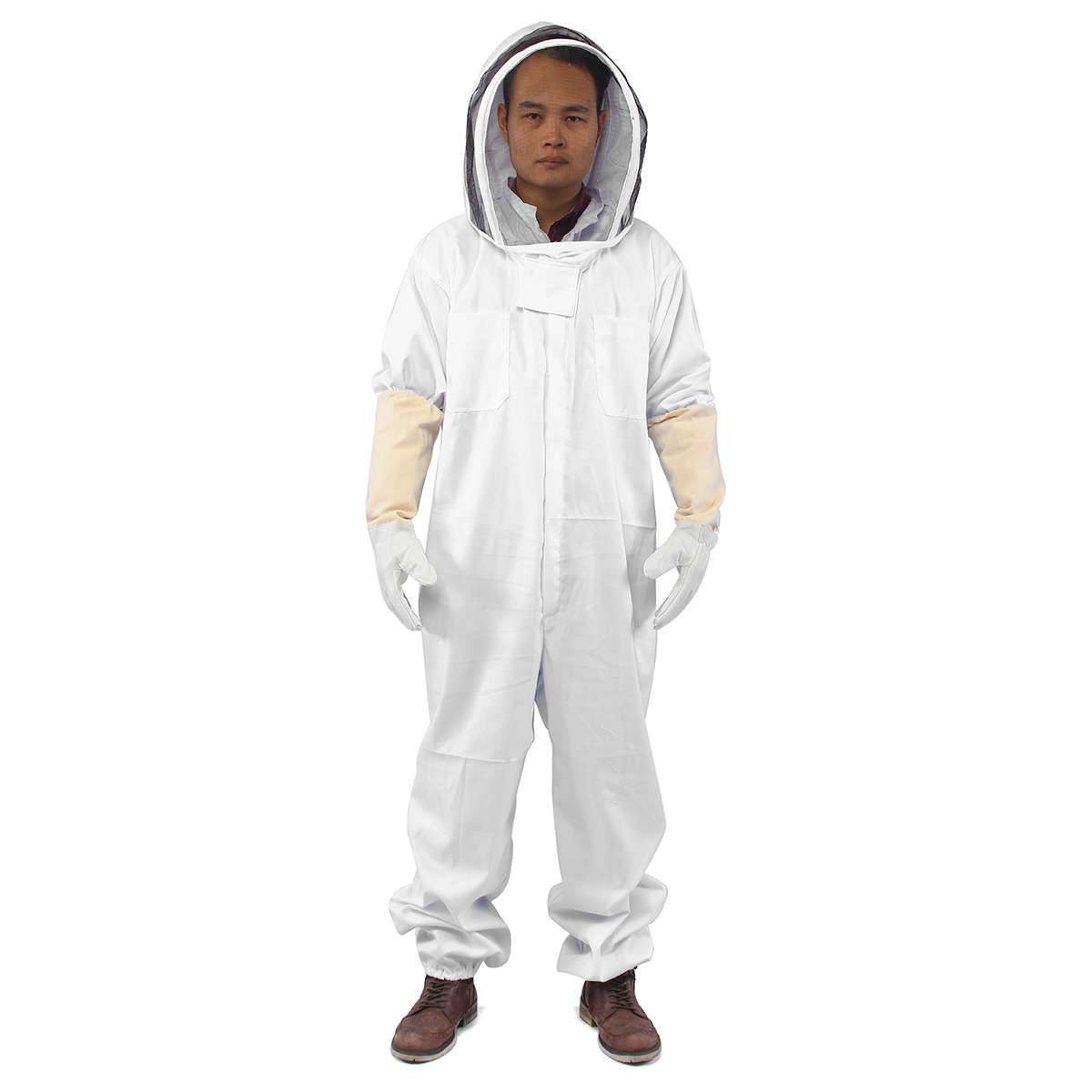Professional Ventilated Full Body Beekeeping Bee Keeping Suit w/ Leather Gloves