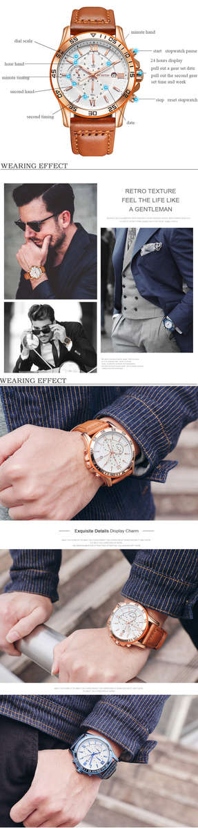 OCHSTIN GQ068A Multi-function Chronograph Men Wrist Watch Business Style Quartz Watches - 0.09kg