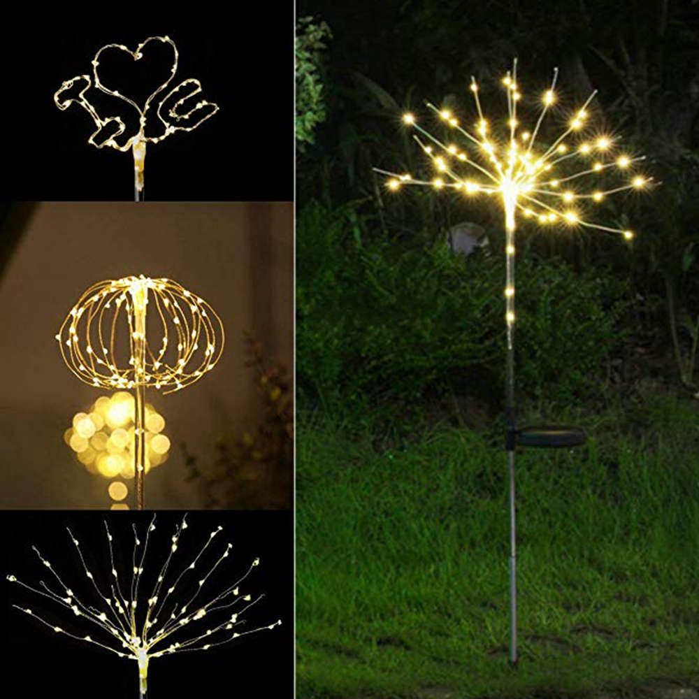 2PCS Solar Power DIY Light Control LED Firework Starburst Landscape Lamp for Ho... (COLOR: COLORFUL)
