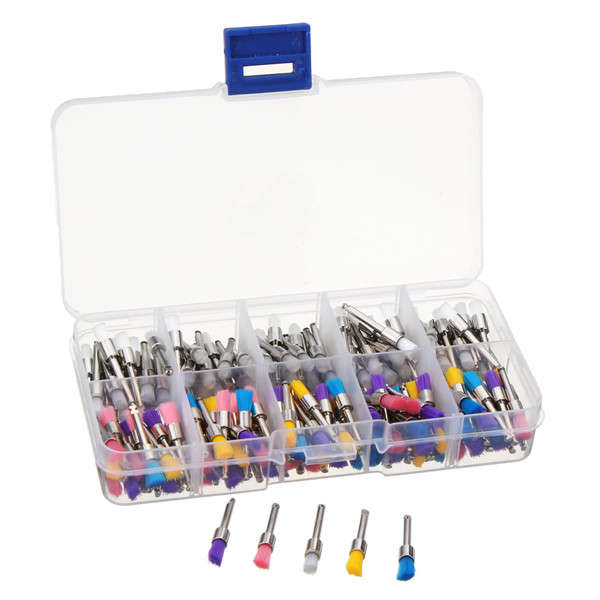 200pcs Nylon Latch Flat Head Polishing Brushes Set White and Colorful Cleaning Brushes Kit