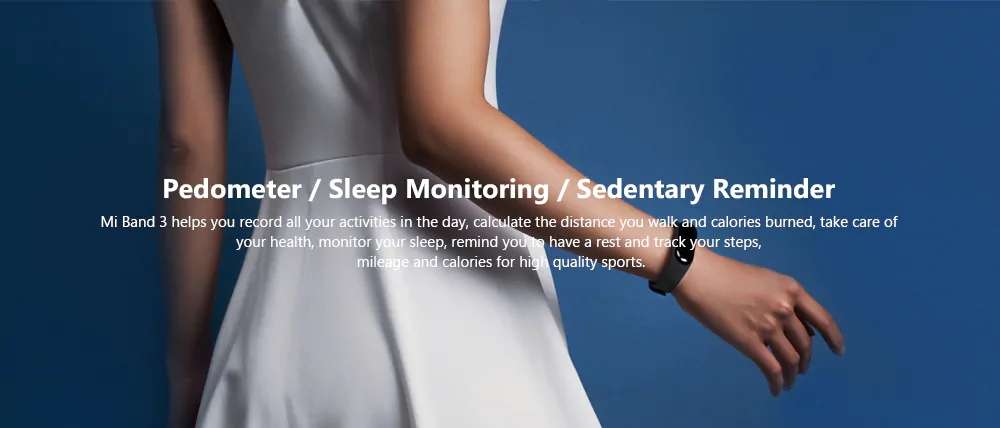 Original Xiaomi Mi band 3 Smart Wristband OLED Display 50M Waterproof Heart Rate Monitor Bracelet -