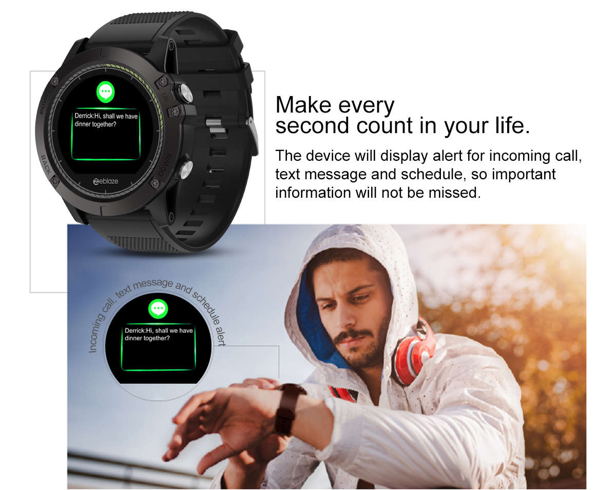 Zeblaze VIBE 3 HR Rugged Inside Out HR Monitor 3D UI All-day Activity Record 1.22' IPS Smart Watch