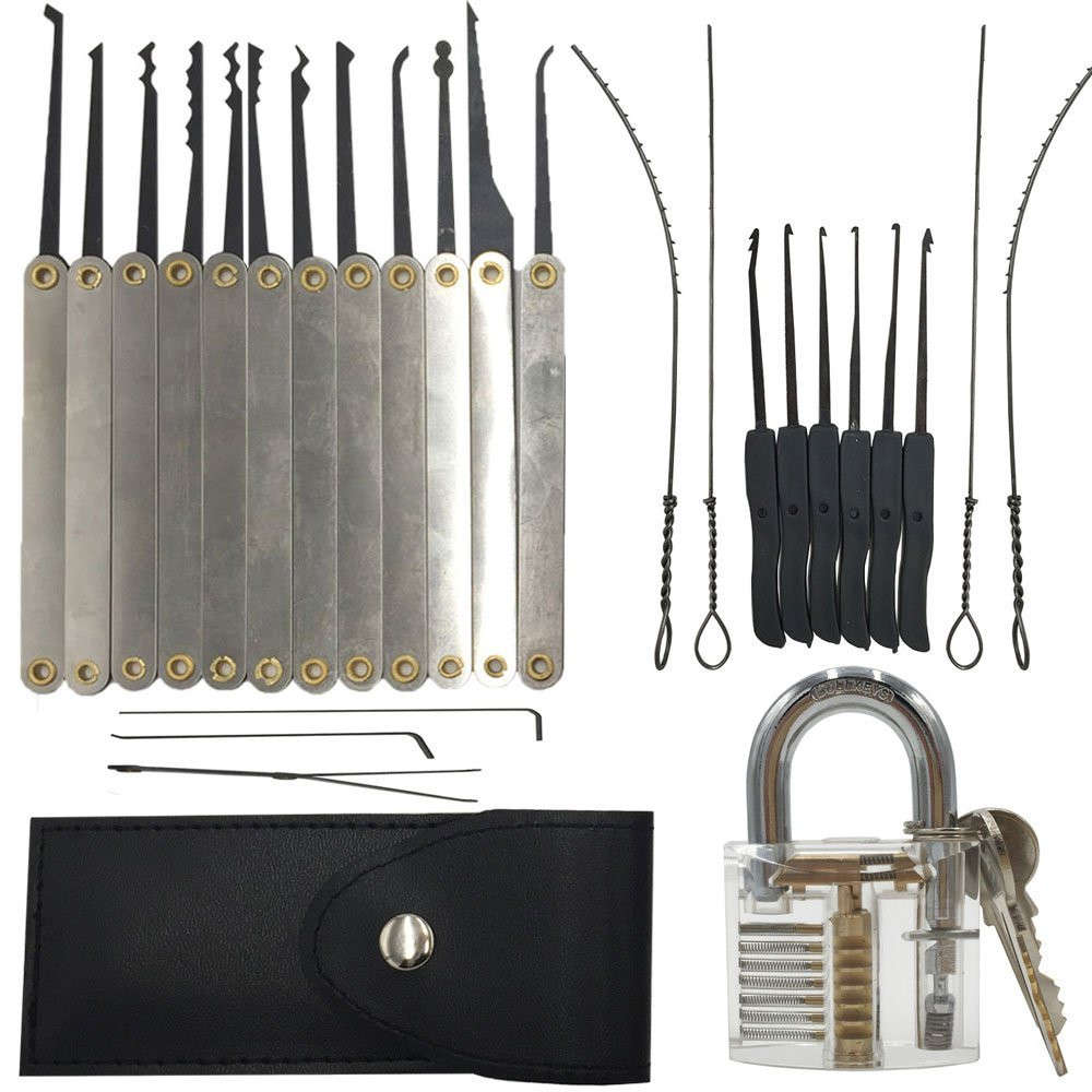 Locksmith tools 12pcs Unlocking Lock Pick Set,10pcs Key Extractor Set Transparent Padlock