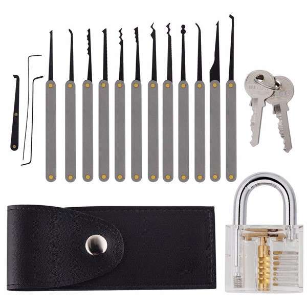 Locksmith tools 12pcs Unlocking Lock Pick Set,10pcs Key Extractor Set Transparent Padlock