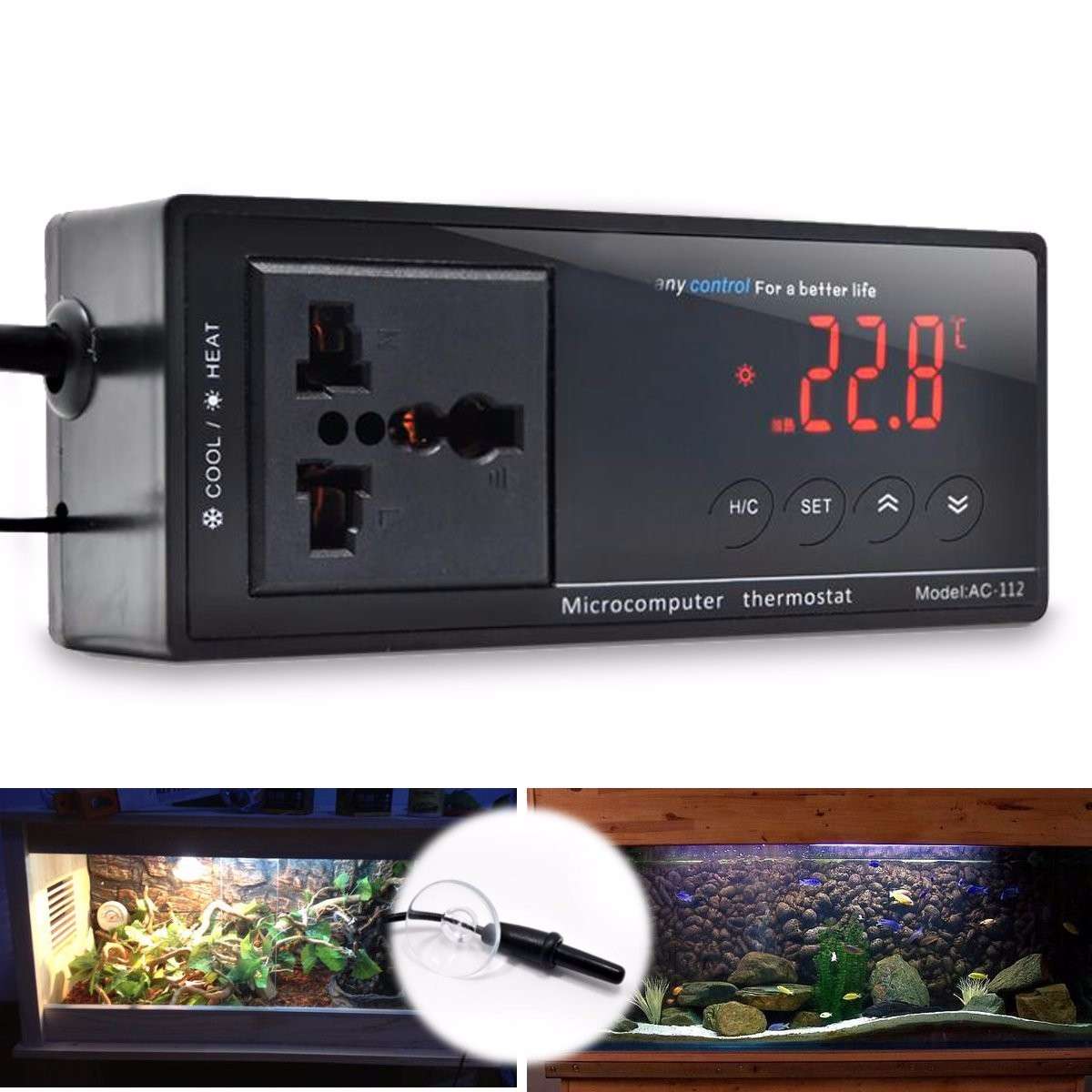 220V Digital Thermostat Temperature Controller Socket for Reptile Aquarium | Temperature Controller