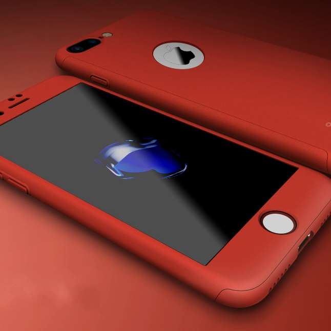 Bakeey 360 Degree Full Body Protection Frosted Case Wi... (COLOR: RED | APPLE MODEL: IPHONE7PLUS)