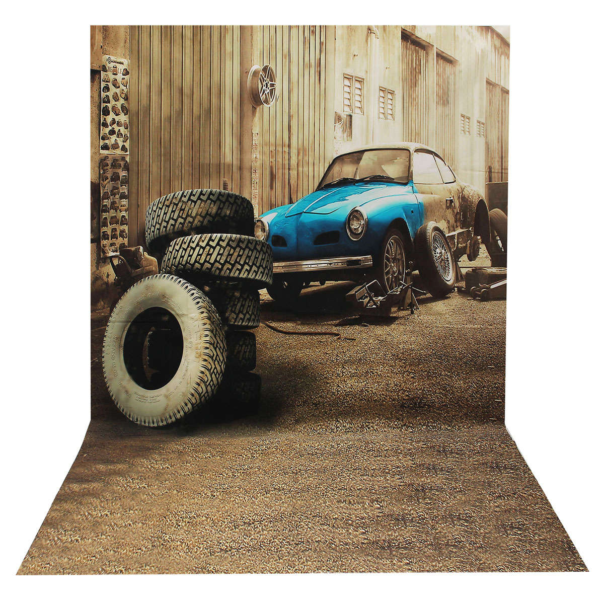 Backdrop 3x5ft Car Tire Garage Retro Photo Backdrop Photography Background Studio Props