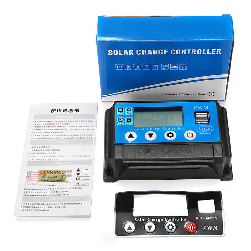PWM 60A 12/24V Auto Adapt LCD Solar Charge Controller Battery Regulator Adjustable Parameter