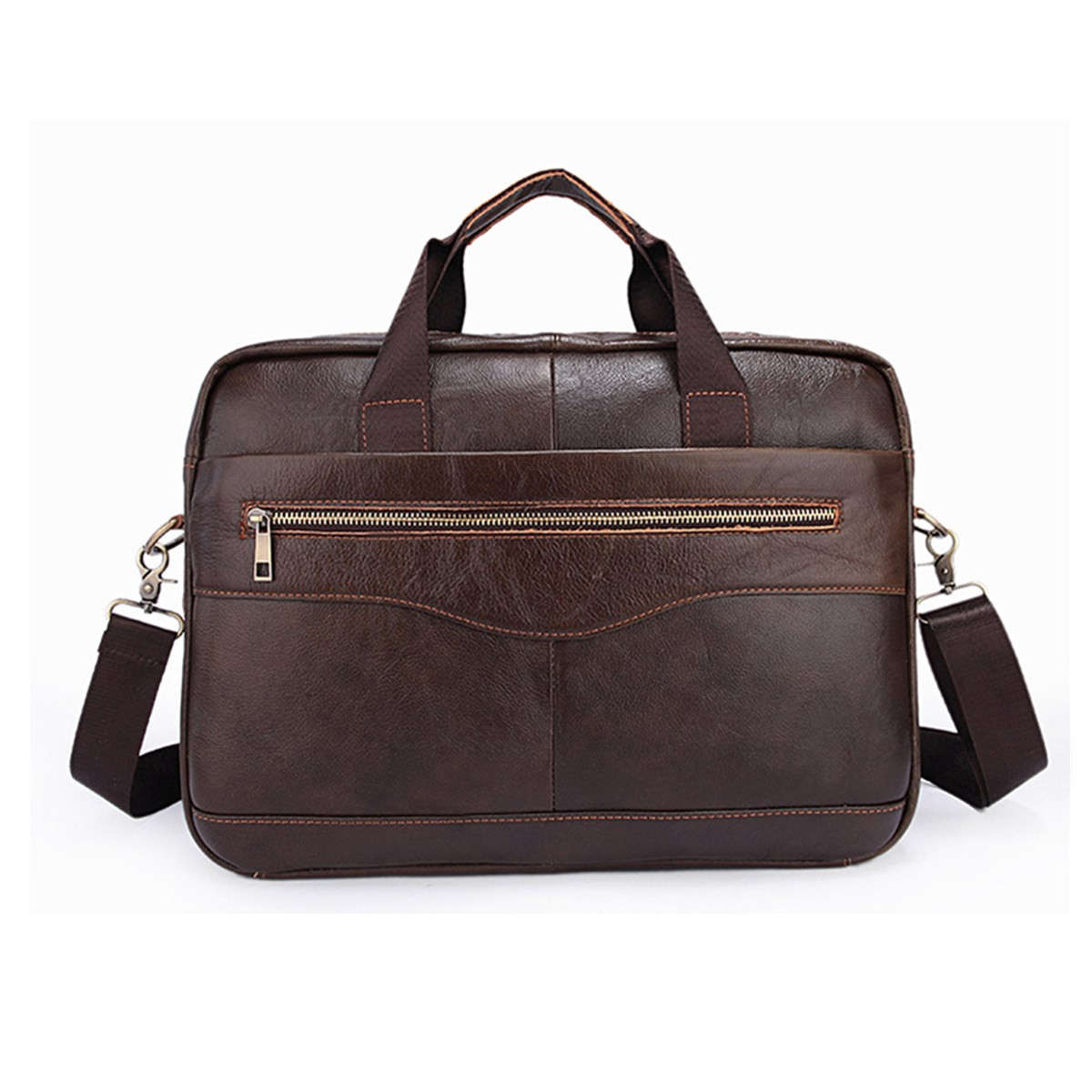 Men Briefcases Handbag Document Business Office Laptop Bag Leather Male Work Bag Brown