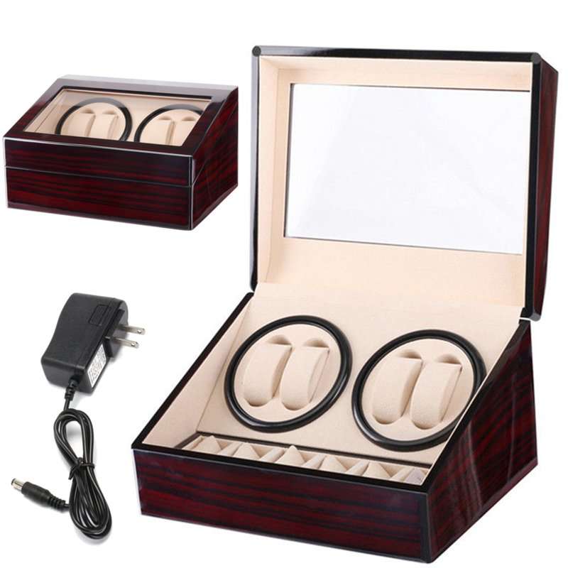 Automatic 4+6 Quad Watch Winder Rotation Display Watch Box