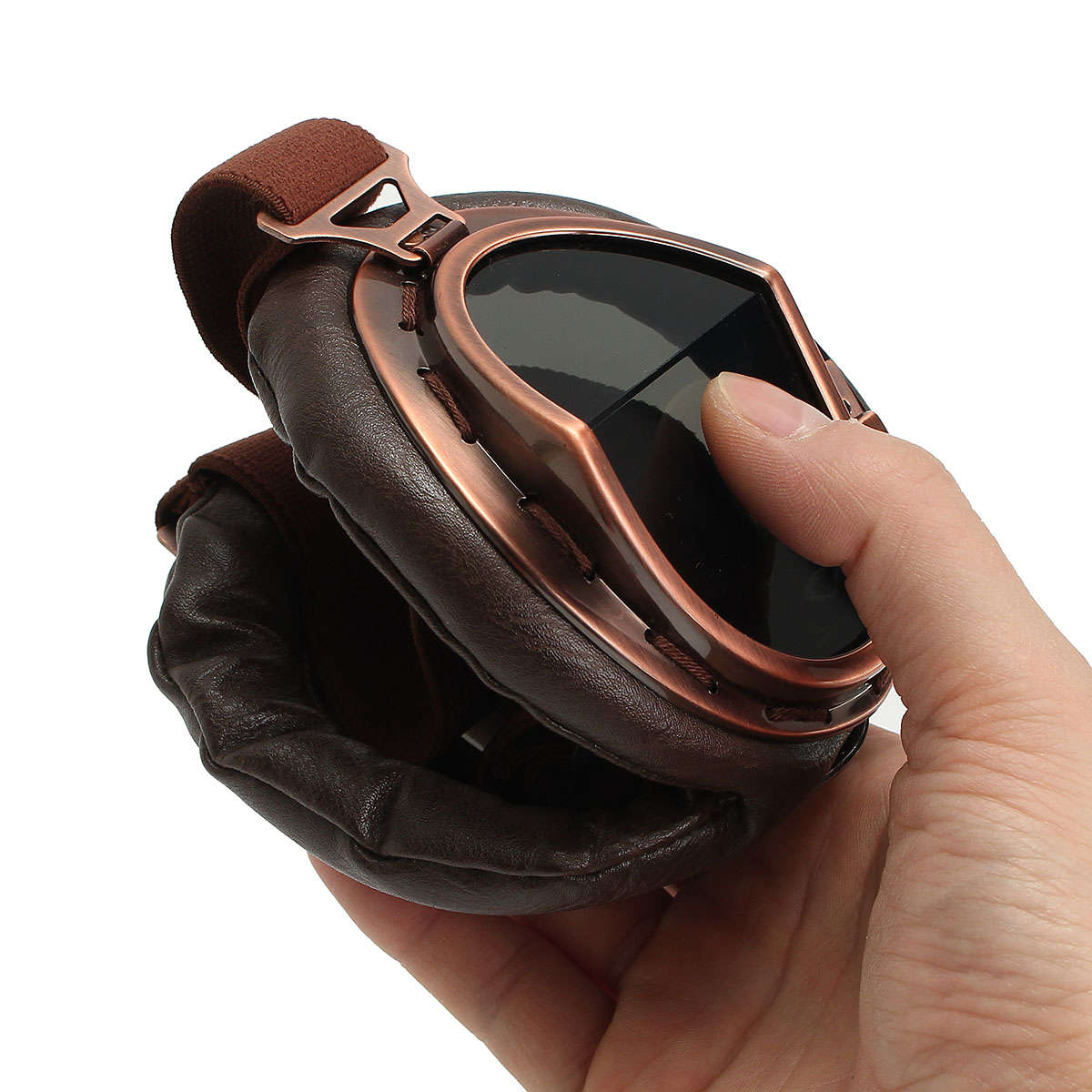 Vintage Pilot Helmet Steampunk Copper Motorcycle Scooter Helmet Glasses Goggles Anti UV