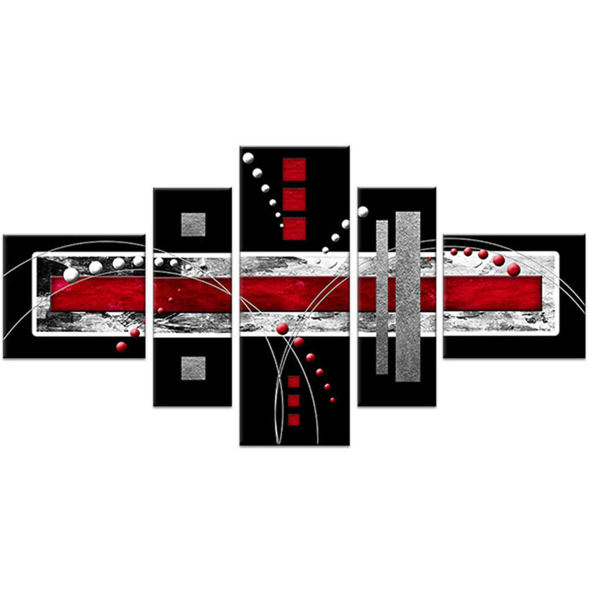 5 PCS Abstract Wall Art Red Black Grey Modern Canvas Print Paintings Home Decorations