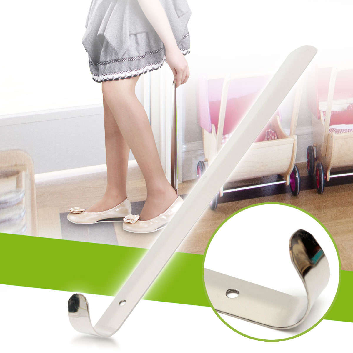 50CM Shoe Horn Extra Long Stainless Steel Silver Metal Shoes Remover Shoehorn