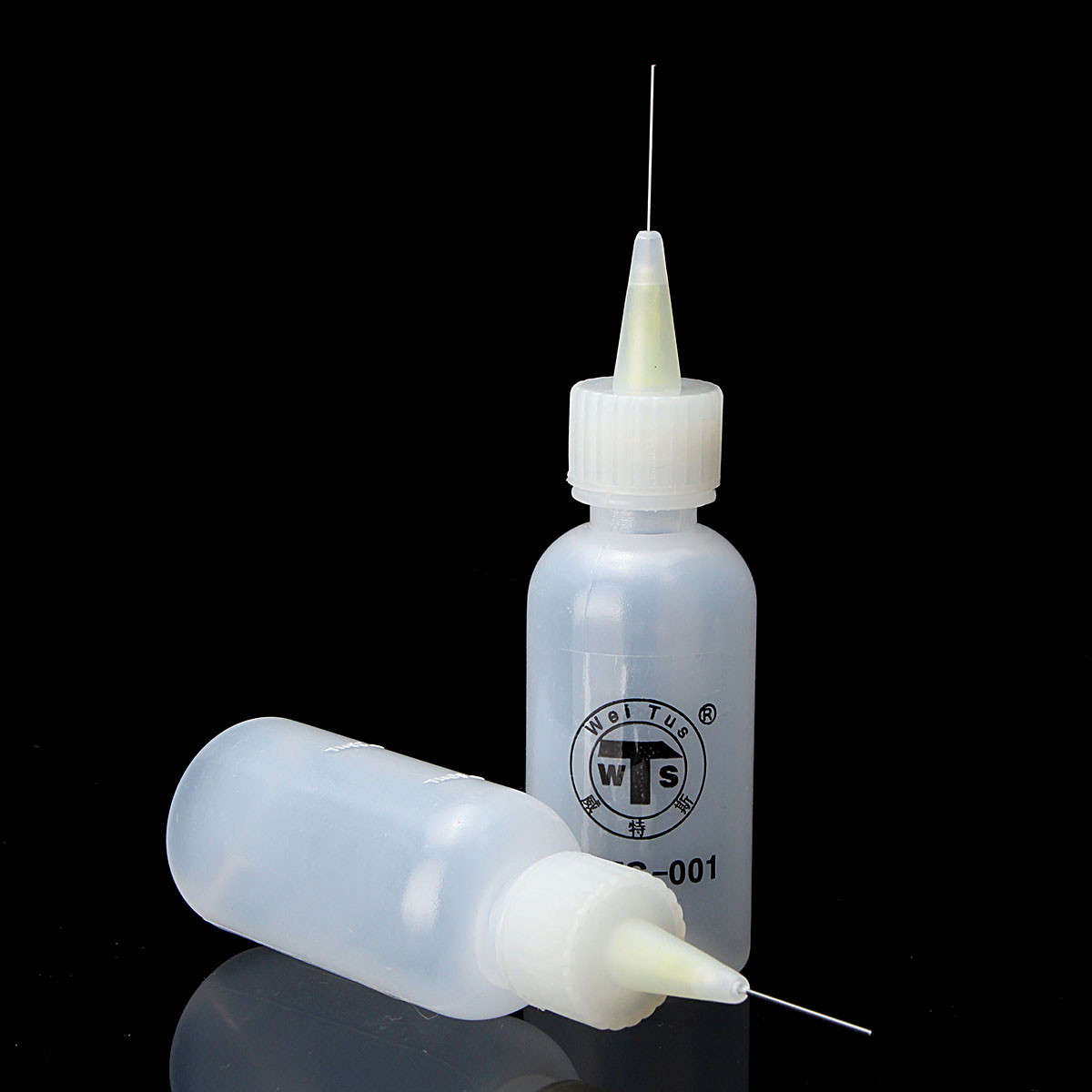 2Pcs 50ml Needle Tip Soldering Liquid Flux Alochol Oil Dispenser Plastic Bottl