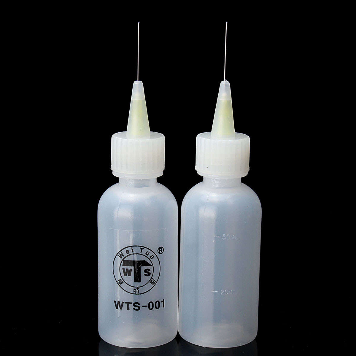 2Pcs 50ml Needle Tip Soldering Liquid Flux Alochol Oil Dispenser Plastic Bottl