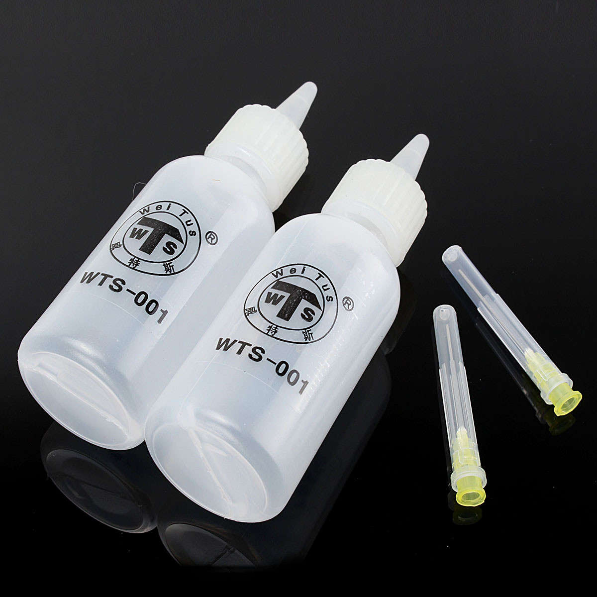 2Pcs 50ml Needle Tip Soldering Liquid Flux Alochol Oil Dispenser Plastic Bottl
