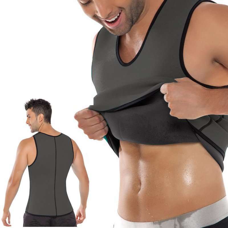 Grey Men Slimming Vest Body Shaper Belly Wrap Abdomen Weight Loss Zipper Sauna Corset... (SIZE: 4XL)