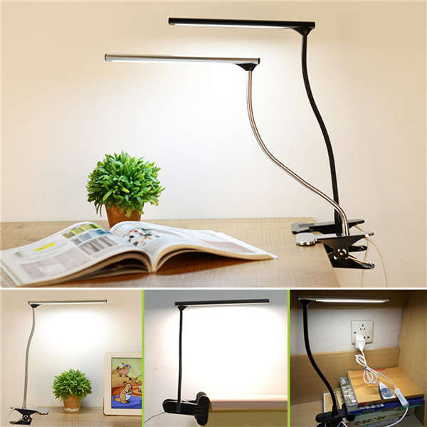 LED Dimmable Desk Lamp USB  Eye Care Table Reading Lights Bedside Bedroom Decor (COLOR: SILVER)