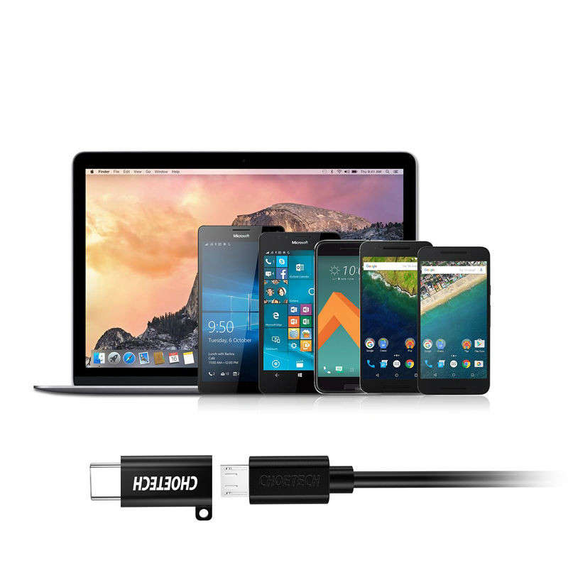CHOETECH 5V 2.4A USB Type-C Male to Micro USB Female Connector Converter Adapter
