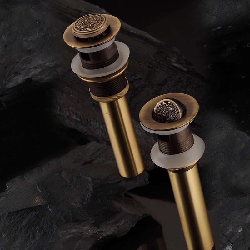 WANFAN PLF00A11XX Antique Brass Chinese Dragon Style Bathroom basin waste Pop Up Waste Vanity Vessel