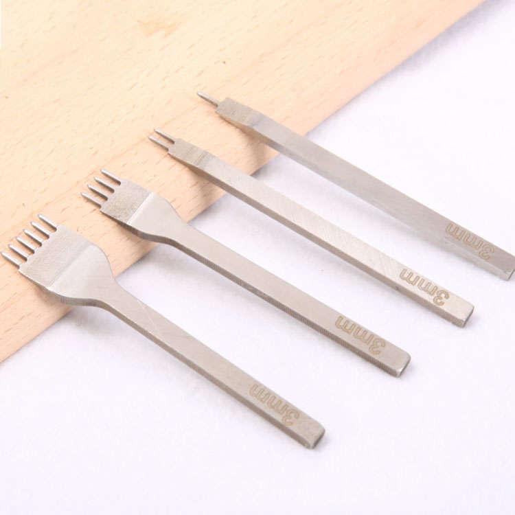 4pcs Leather Pricking Iron Tools Kit Cowhide Leather Bayonet Oblique Flat Diamond Stitching