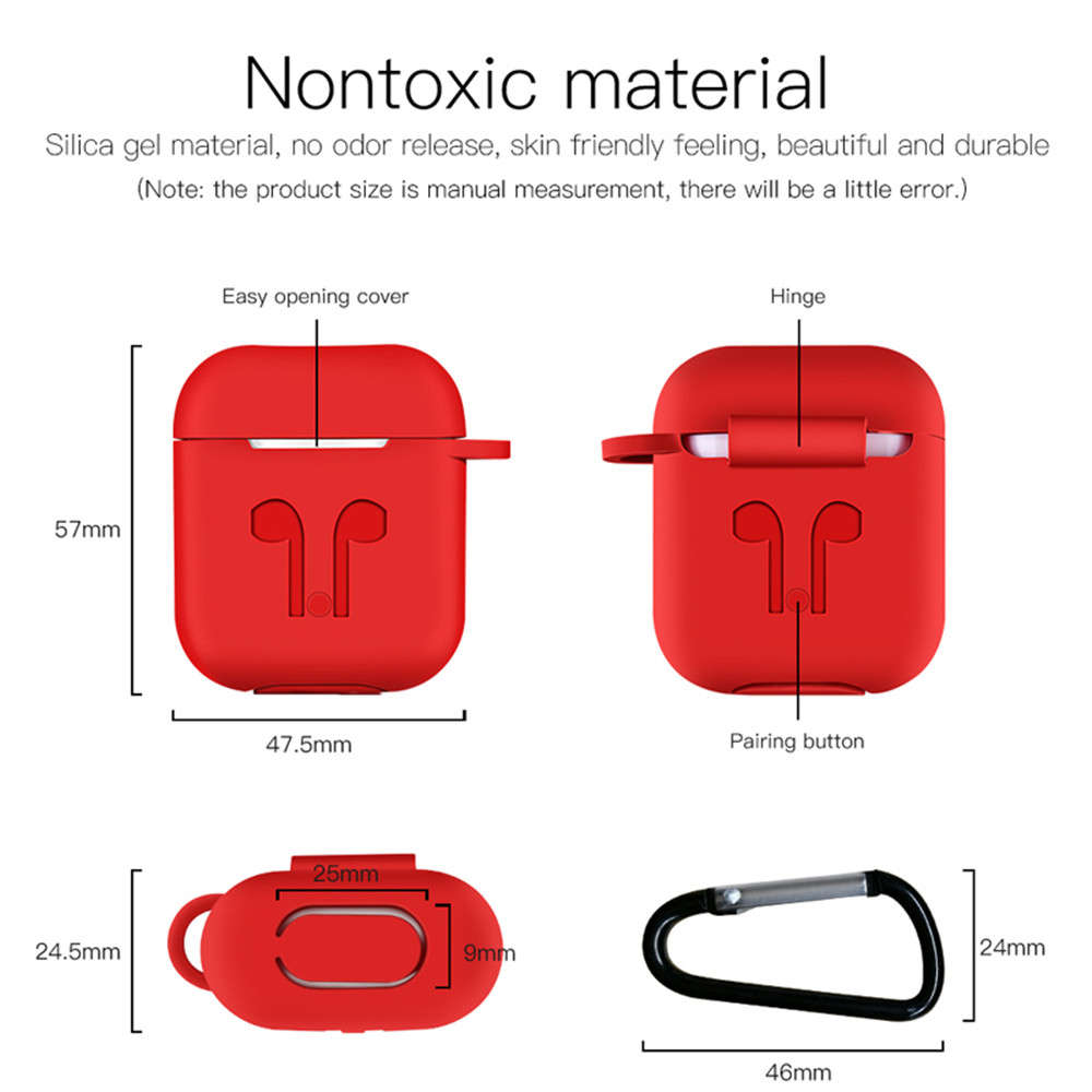 5 Accessories Silicone Case Anti Lost Strap Eartips Carabiner Buckle for Apple AirPods Earphone -