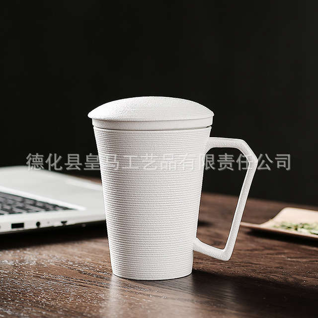 Ceramic Water Cup Tea Cup With Lid With Filter Household Cup Chinese Style Simple Office Cup Mug Se
