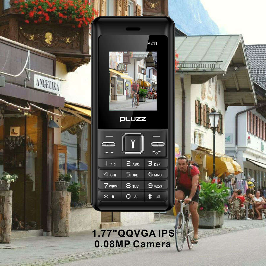 PLUZZ P211 1.77'' 3000mAh FM Radio Flashlight Big Speaker Dual SIM Card Long Standby Feature Phone