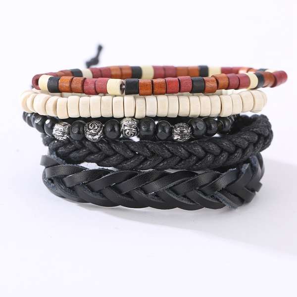 Vintage Leather Bracelet Weave Braided Multilayer Adjustable