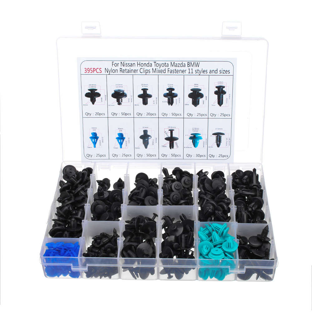 395pcs Mixed Door Trim Clip Bumper Retainer Fasteners Rivet With 5pcs Removal Tool