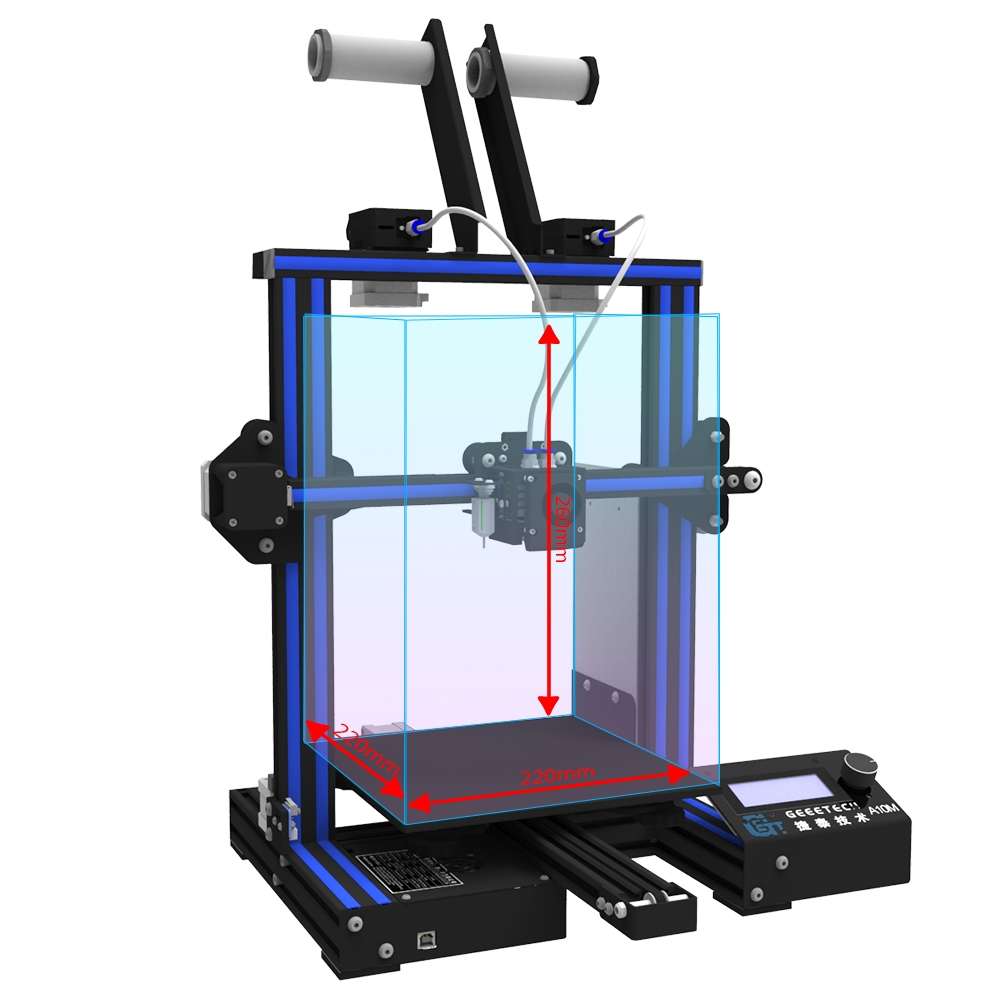Geeetech A10M Mix-color Prusa I3 3D Printer 220*220*260mm Printing Size