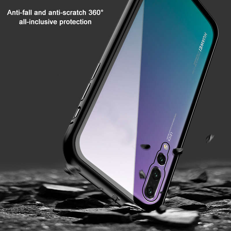 Bakeey 360 Magnetic Adsorption Metal Tempered Glass Protective Case for Huawei P20/P20 Lite/P20 Pro
