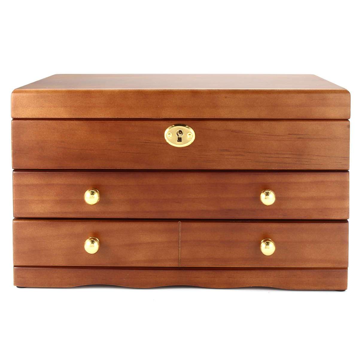 Luxury 3 Layers Wooden Jewelry Box Bracelet Necklace Ring Storage Case Display Holder